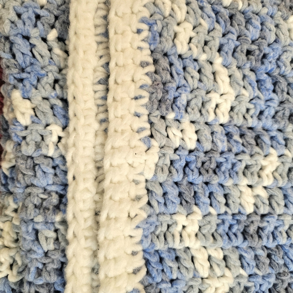 Crochet Blanket Handmade Blue and White Cozy And Soft